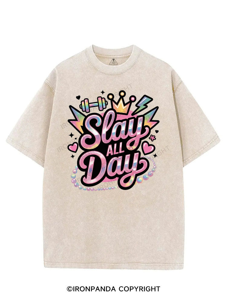SLAY ALL DAY VINTAGE GYM SHIRT