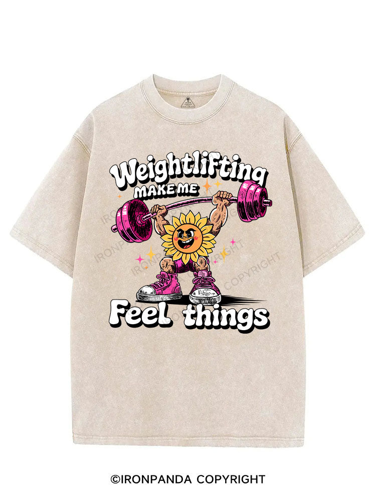 WEIGHTLIFTING MAKE ME FEEL THINGS VINTAGE GYM SHIRT