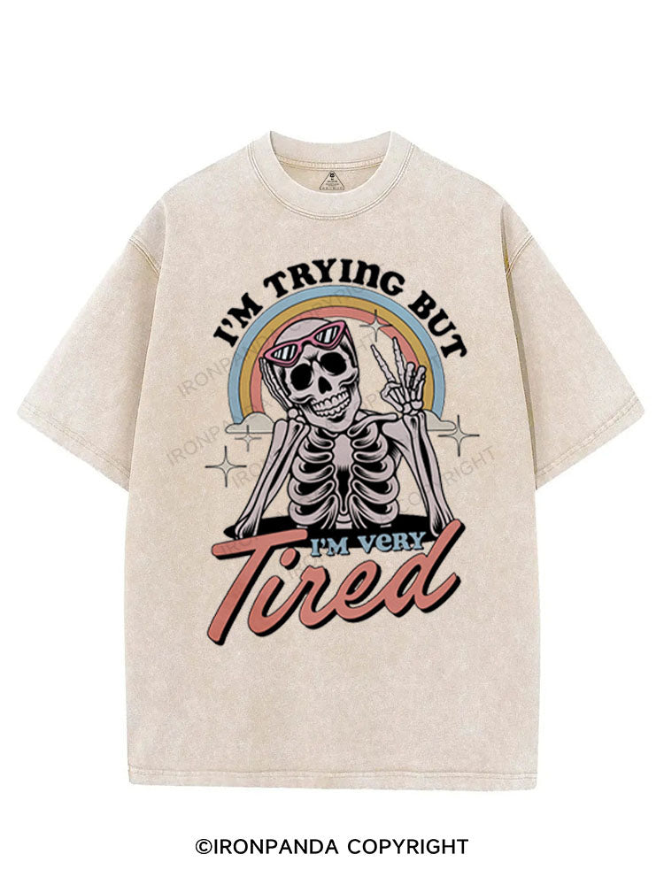 I'M TRYING BUT I'M VERY TIRED VINTAGE GYM SHIRT