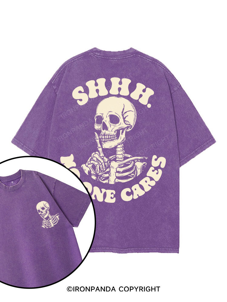 SHHH NO ONE CARES printed Gym Shirt