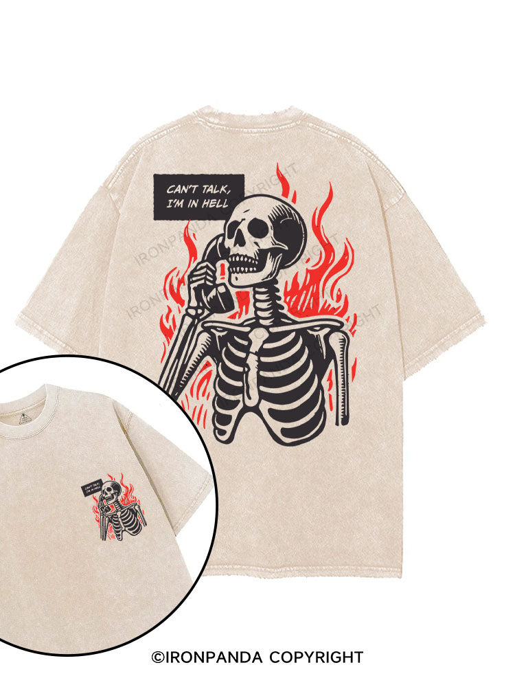 CAN'T TALK, I'M IN HELL printed Gym Shirt