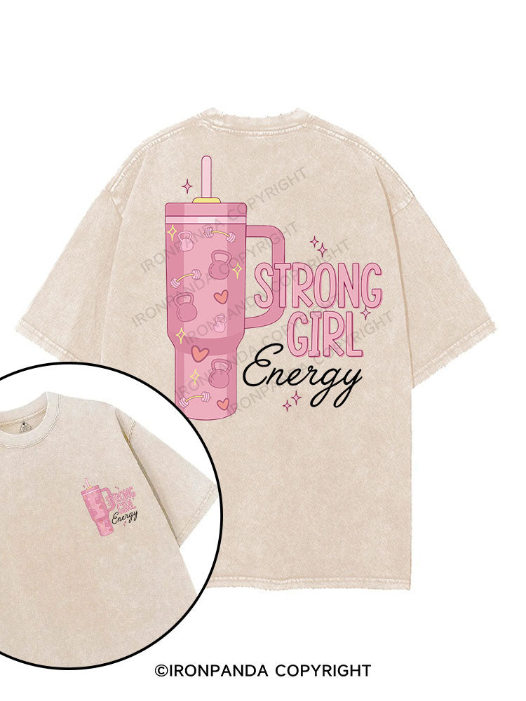 STRONG GIRL ENERGY printed Gym Shirt