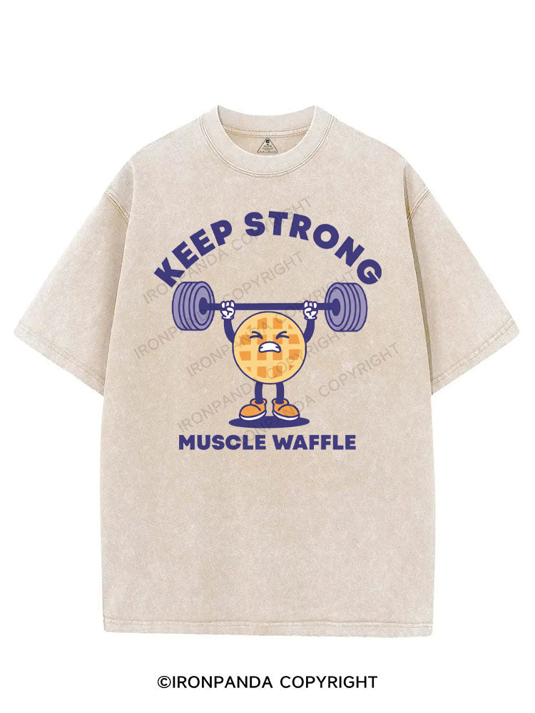 KEEP STRONG MUSCLE WAFFLE VINTAGE GYM SHIRT