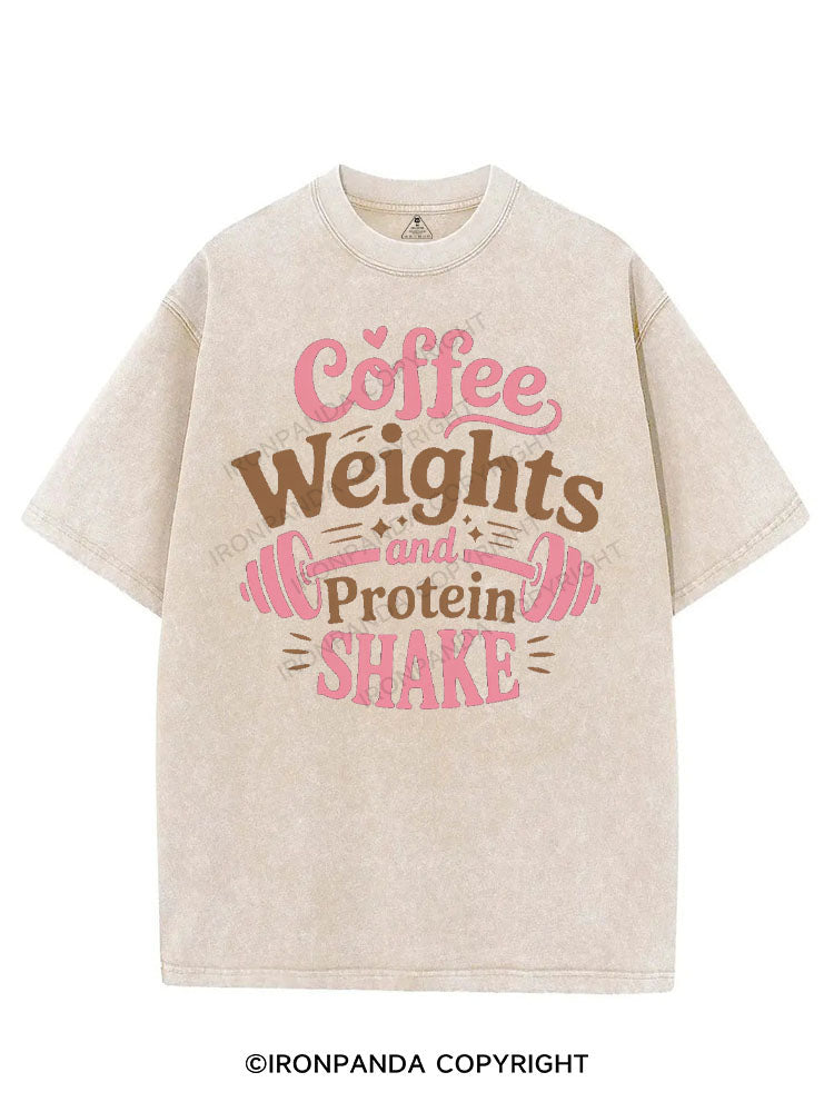 COFFEE WEIGHTS AND PROTEIN SHAKE VINTAGE GYM SHIRT