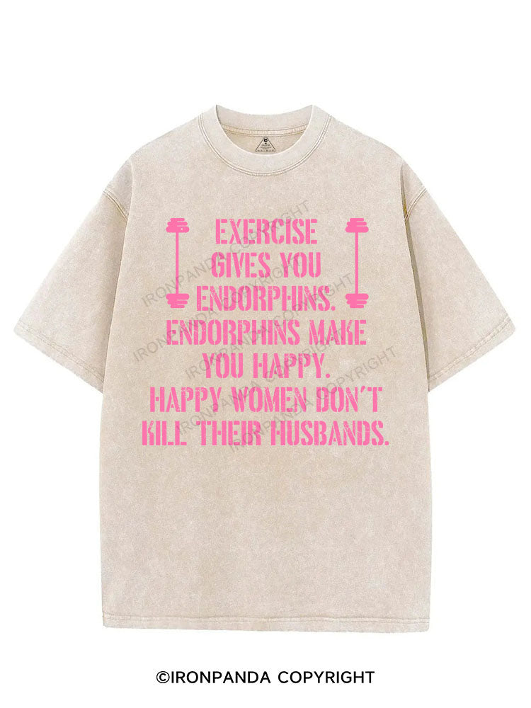 EXERCISE GIVES YOU ENDORPHINS PINK VINTAGE GYM SHIRT