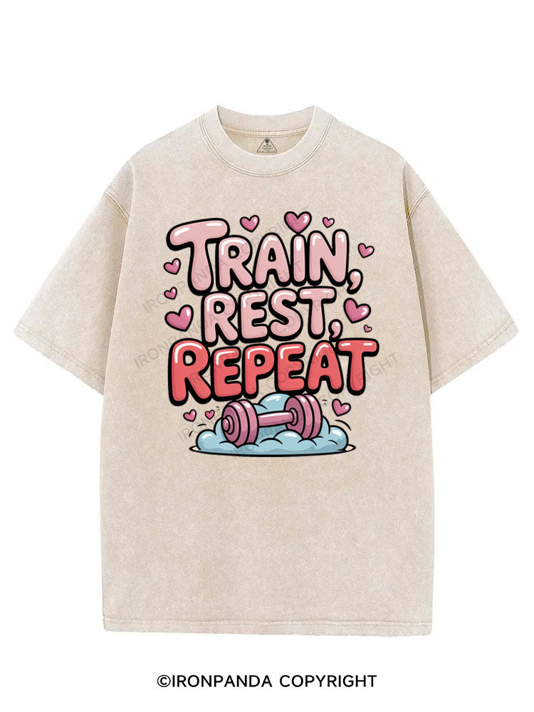 TRAIN, REST, REPEAT VINTAGE GYM SHIRT