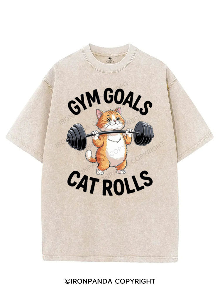 GYM GOALS CAT ROLLS VINTAGE GYM SHIRT