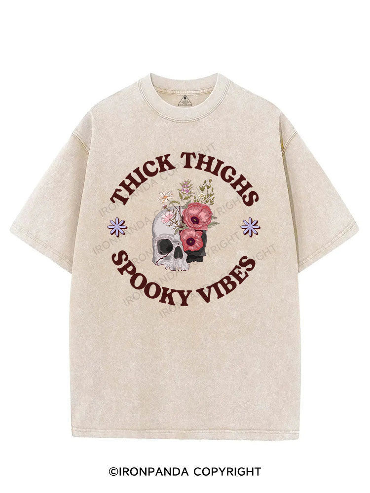THICK THIGHS SPOOKY VIBES VINTAGE GYM SHIRT