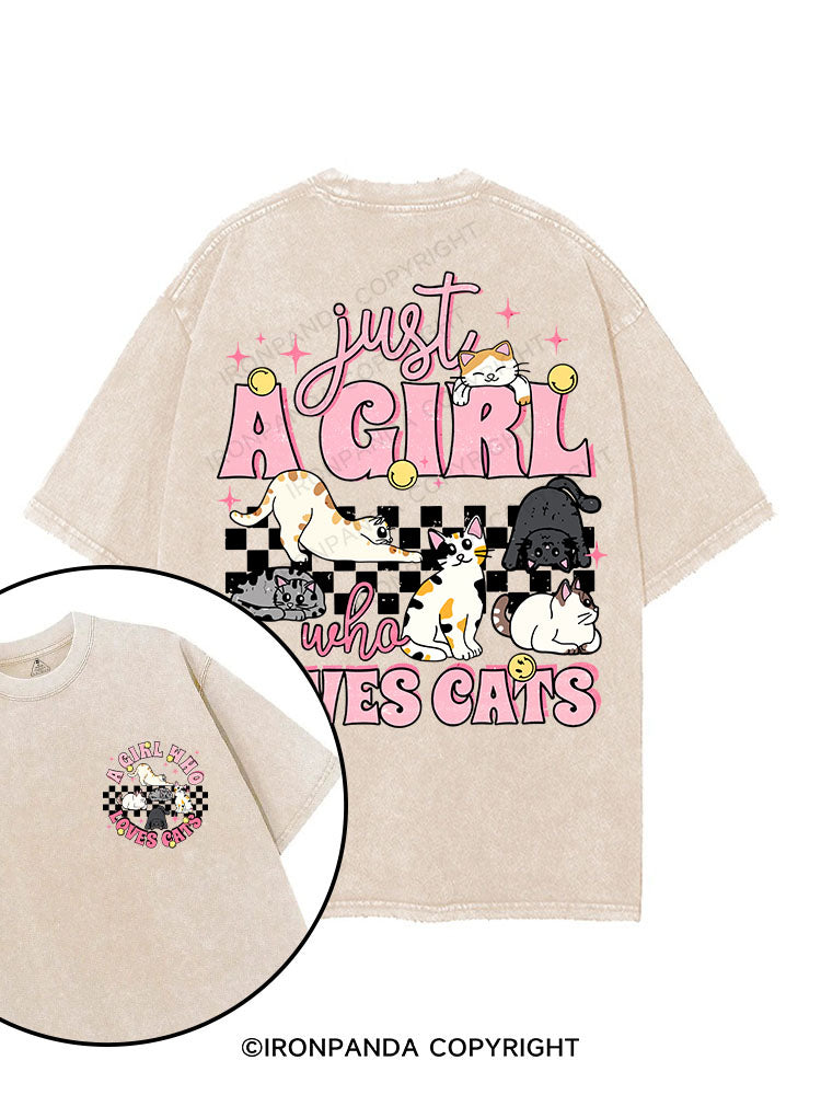 Just A Girl Who Loves Cats printed Gym Shirt