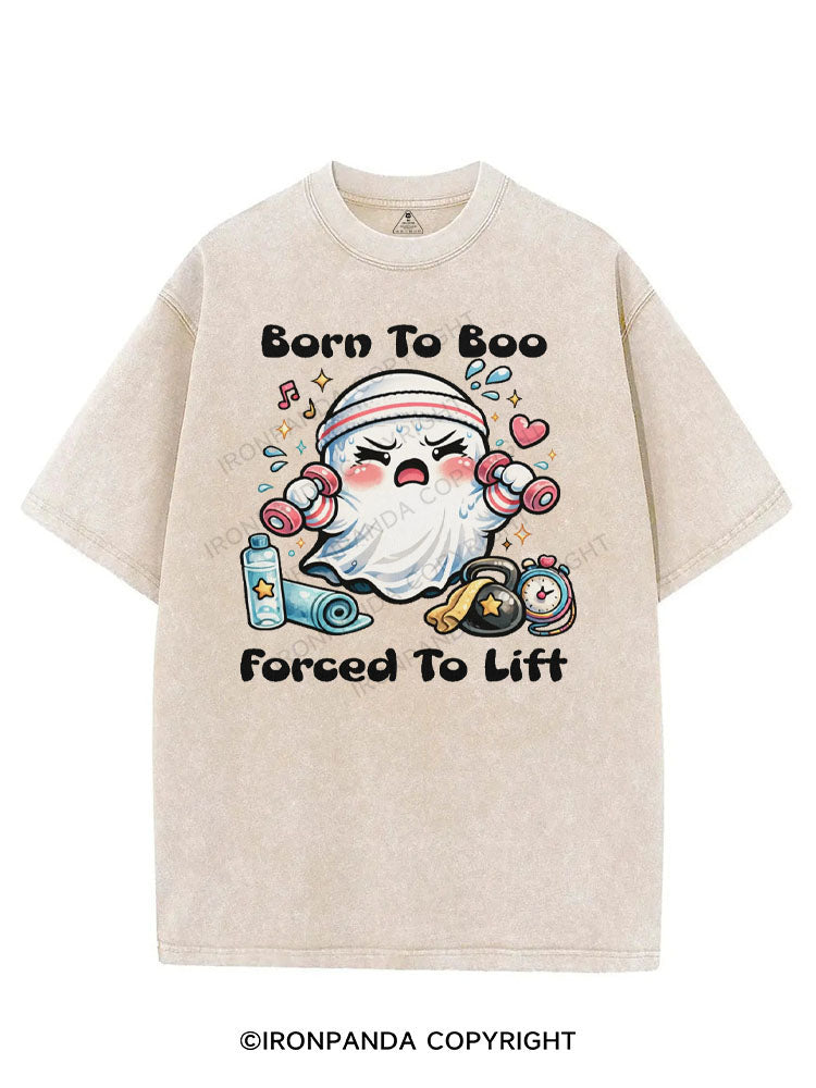 BORN TO BOO FORCED TO LIFT VINTAGE GYM SHIRT