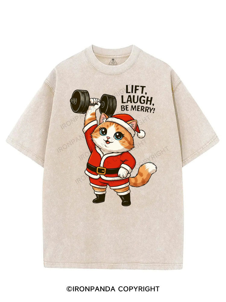LIFT LAUGH BE MERRY VINTAGE GYM SHIRT