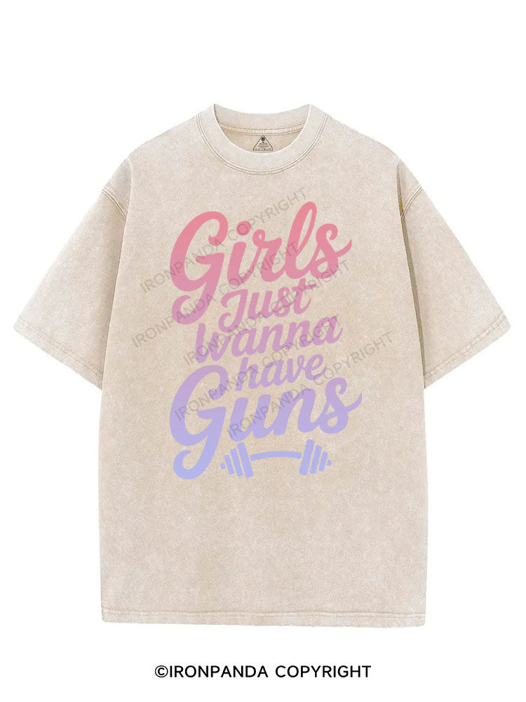 GIRLS JUST WANNA HAVE GUNS VINTAGE GYM SHIRT
