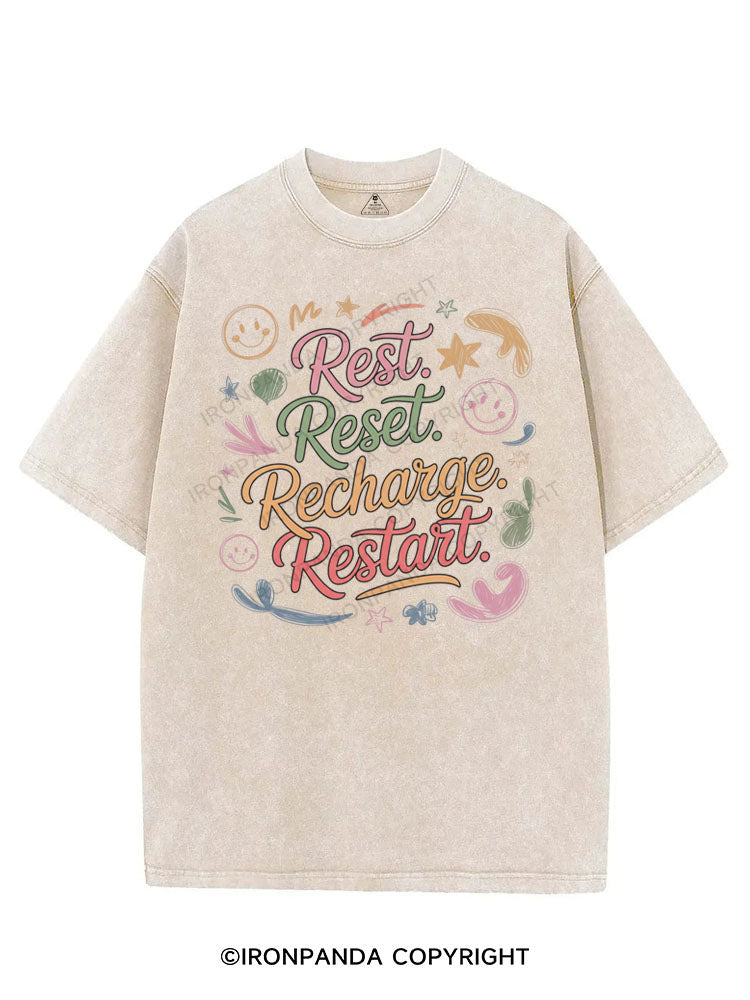 REST RESET RECHARGE RESTART VINTAGE GYM SHIRT