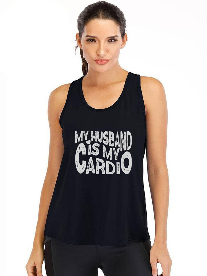 MY HUSBAND IS MY CARDIO Cotton Gym Tank