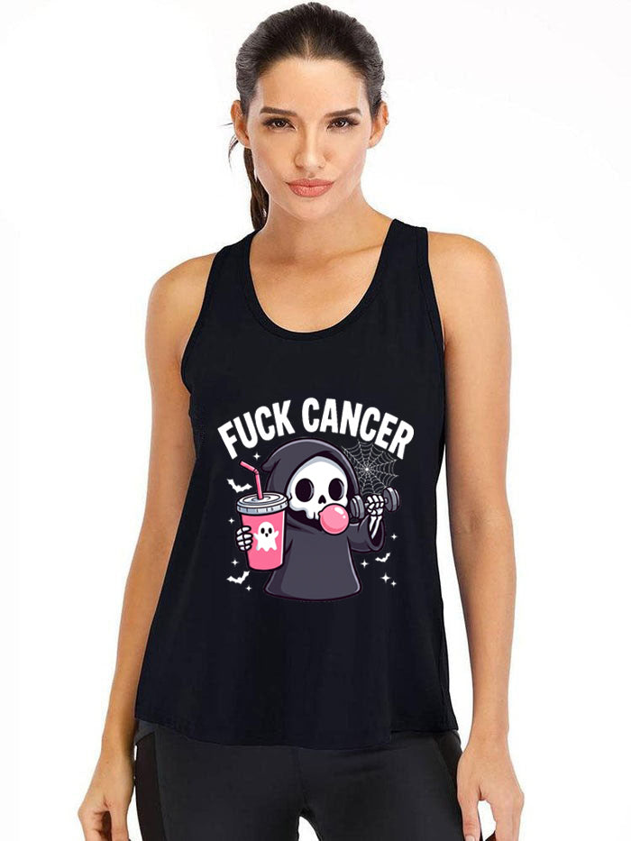 FUCK CANCER CUTE REAPER LIFTER Ironpanda Women Fitness Tank