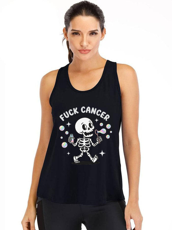 FUCK CANCER BUBBLE SKELETON Ironpanda Women Fitness Tank