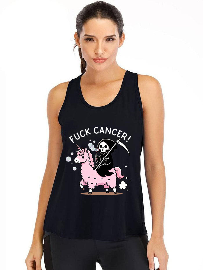 FUCK CANCER CUTE REAPER WITH UNICORN Ironpanda Women Fitness Tank