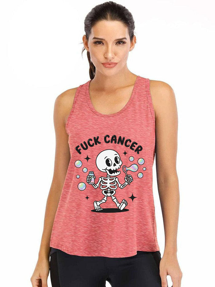 FUCK CANCER BUBBLE SKELETON Ironpanda Women Fitness Tank