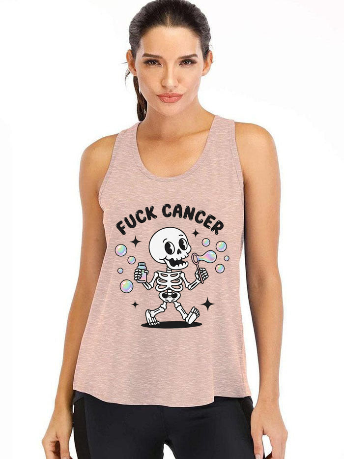 FUCK CANCER BUBBLE SKELETON Ironpanda Women Fitness Tank