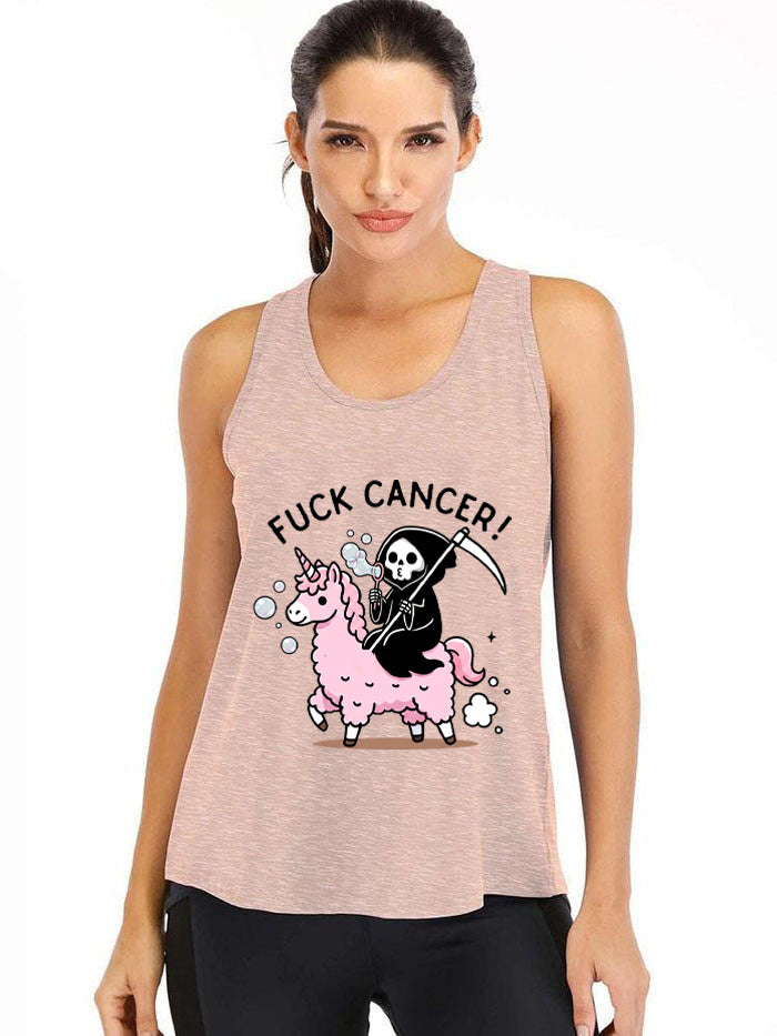 FUCK CANCER CUTE REAPER WITH UNICORN Ironpanda Women Fitness Tank