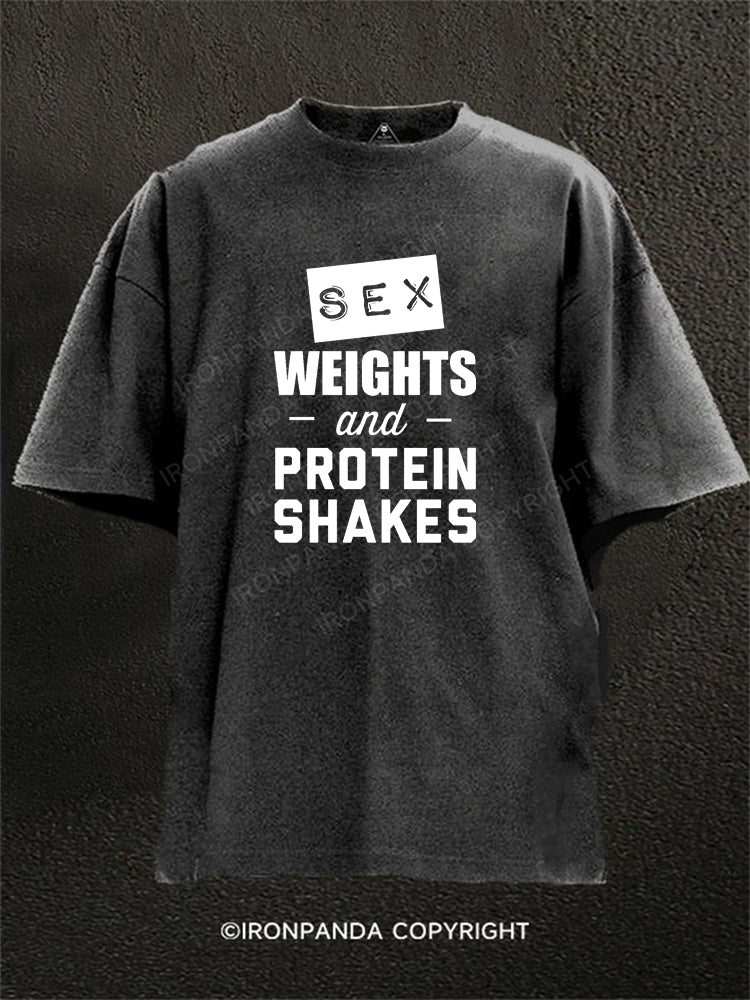 Sex weights and protein shakes Washed Gym Shirt