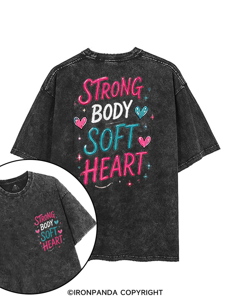 STRONG BODY SOFT HEART SELF-CARE printed Gym Shirt