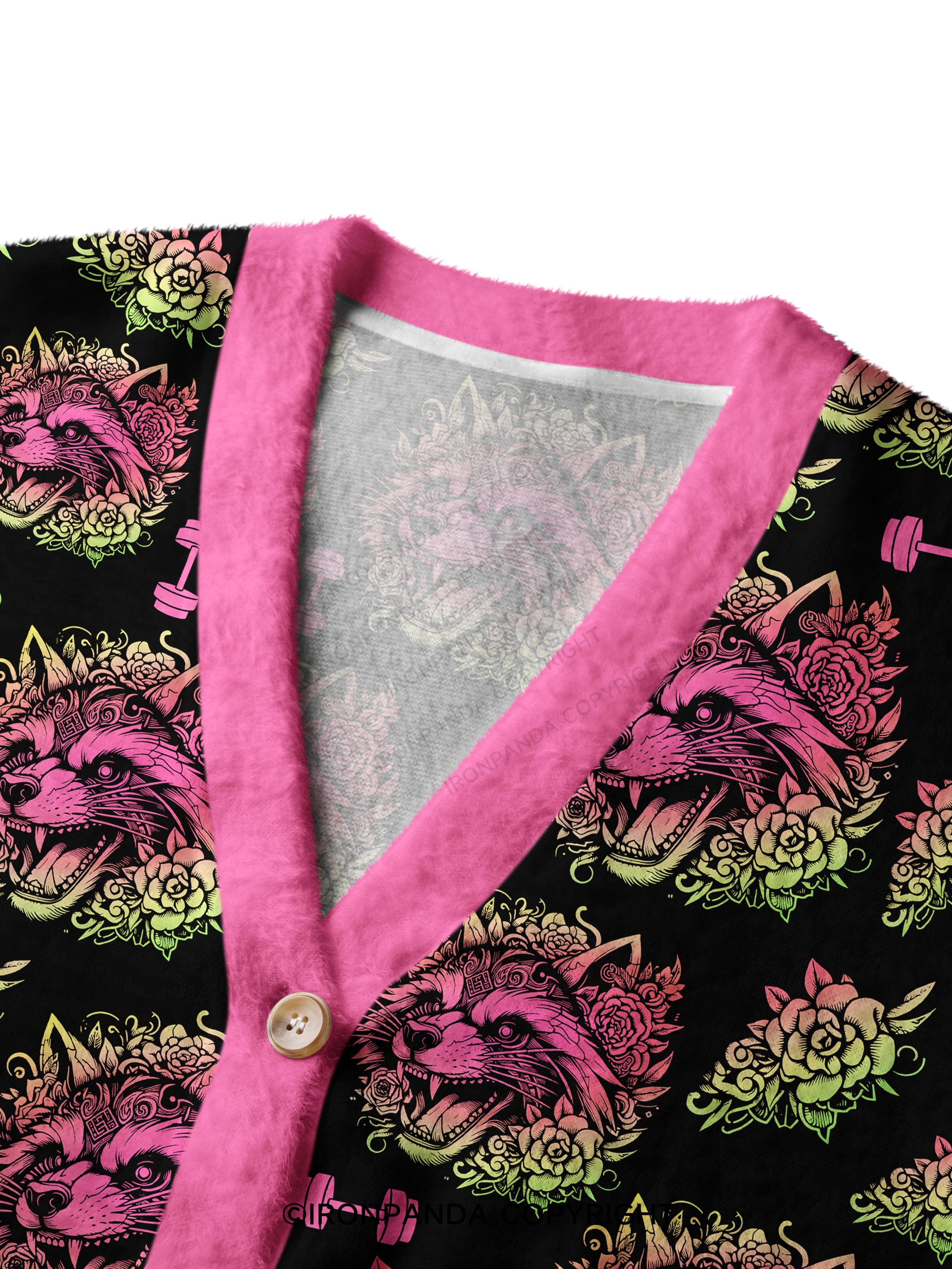 Raccoon Tattoo Print Fitness Ugly Cardigan Sweater