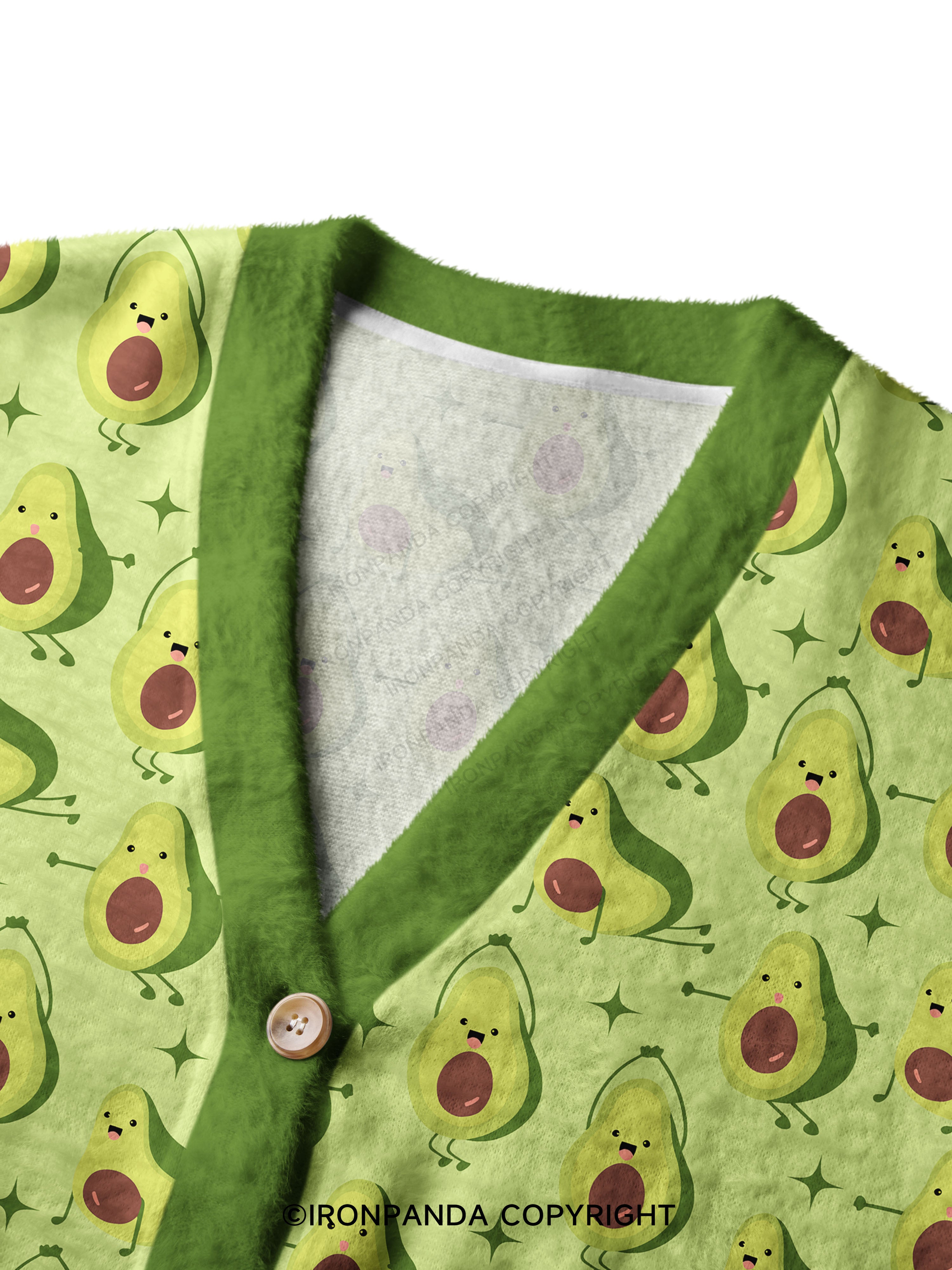 Burpee Avocado Ugly Cardigan Sweater