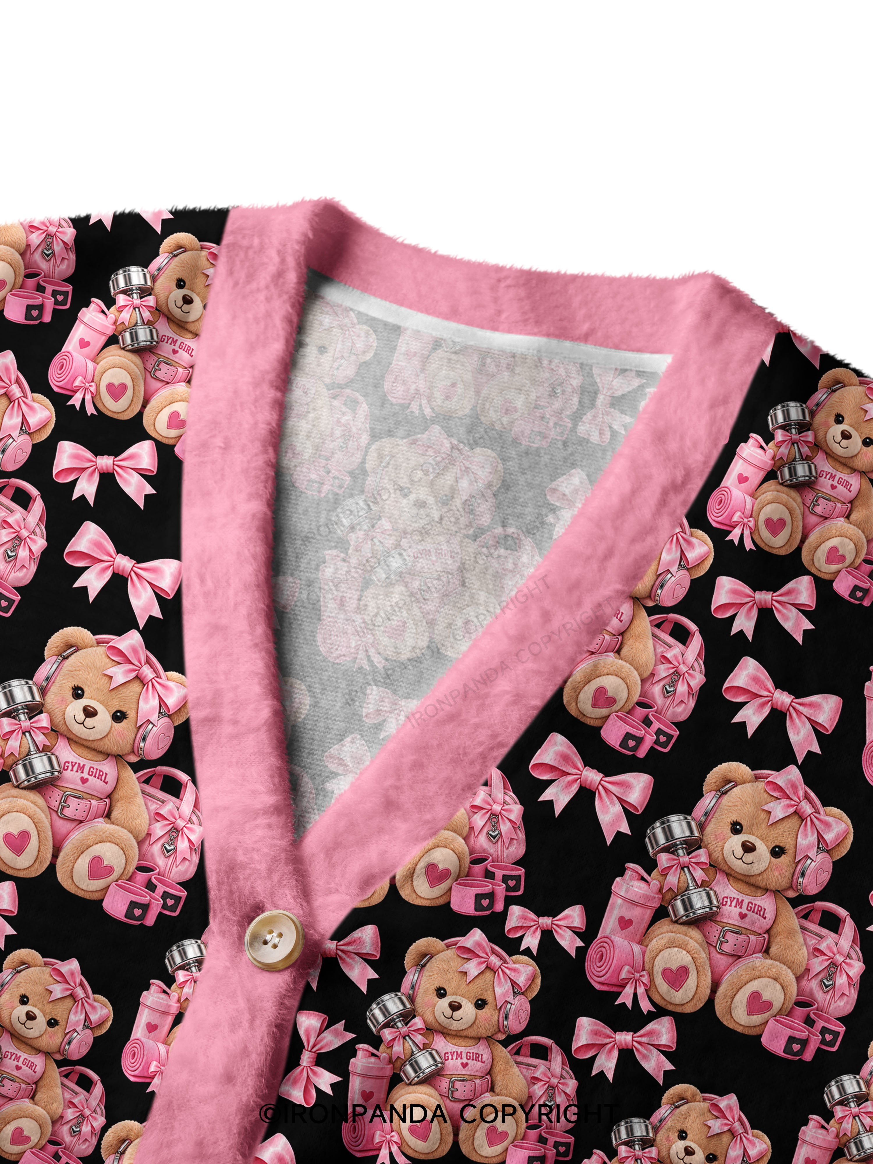 GYM GIRLIE TEDDY BEAR Ugly Cardigan Sweater