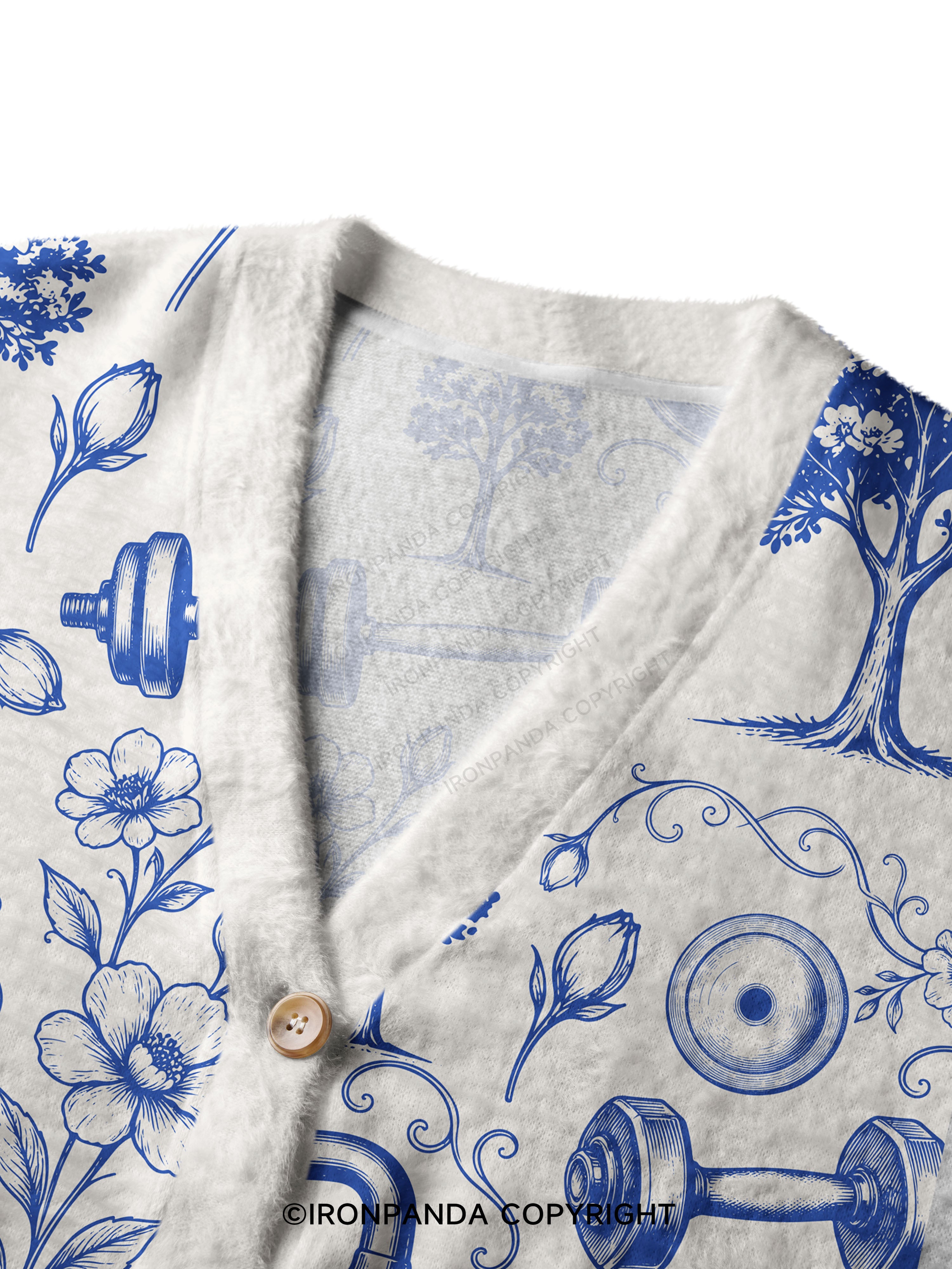 Botanical Lifting Toile Ugly Cardigan Sweater