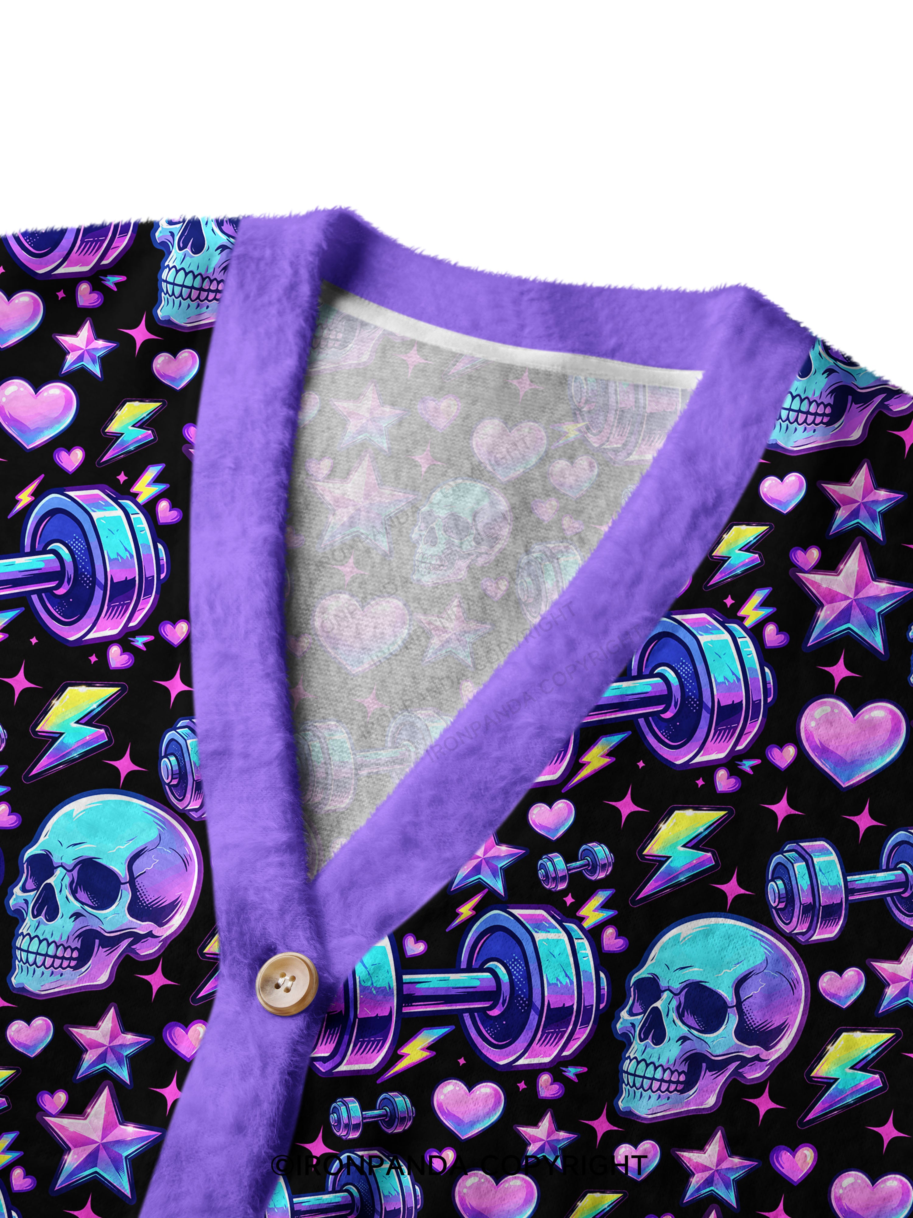 Weightlifting Skull Ugly Cardigan Sweater