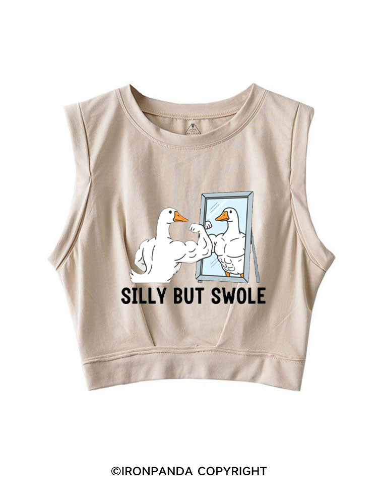 Silly But Swole Muscular Duck SLEEVELESS CROP TOPS