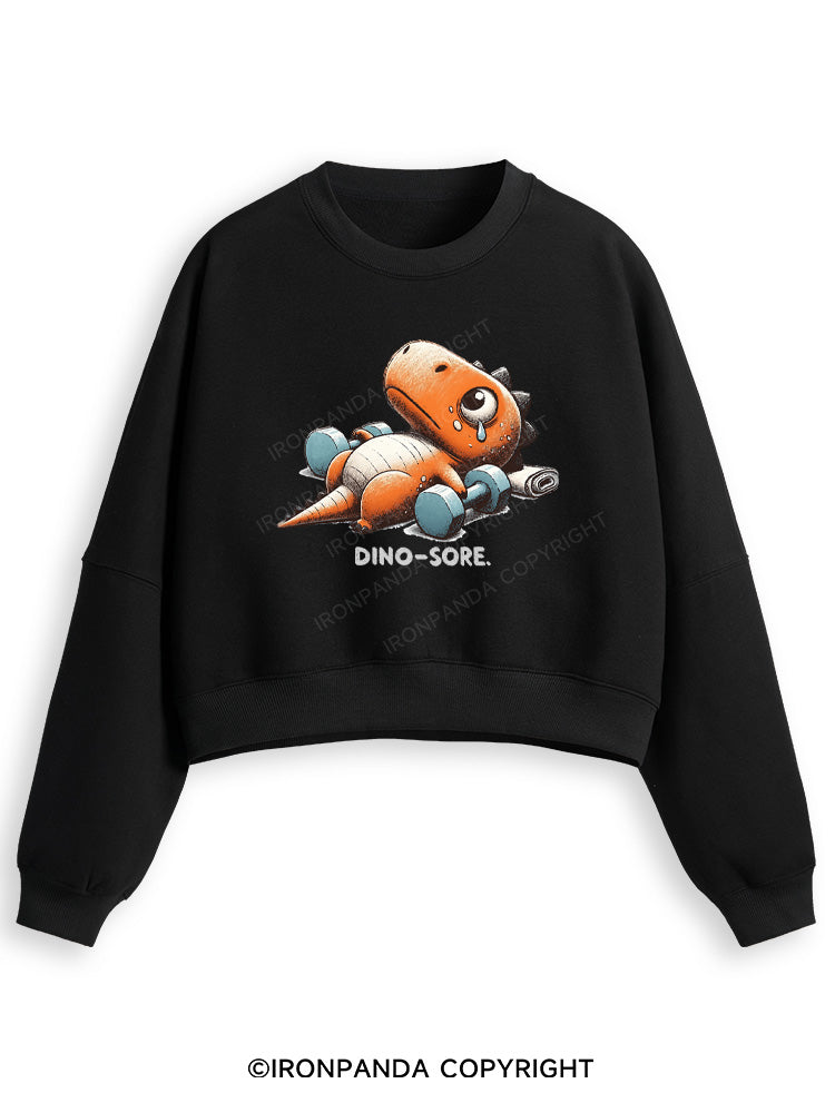 DINO-SORE AFTER WORKOUT Fleece Crop Sweatshirt