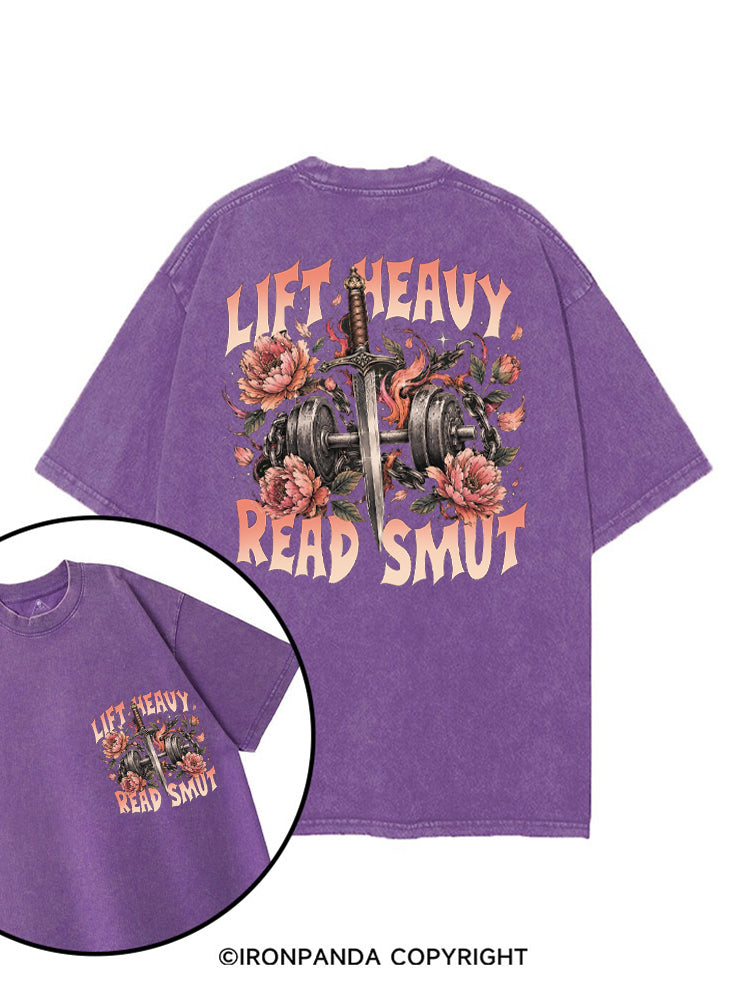 LIFT HEAVY READ SMUT WEIGHTLIFTING BOOKISH printed Gym Shirt