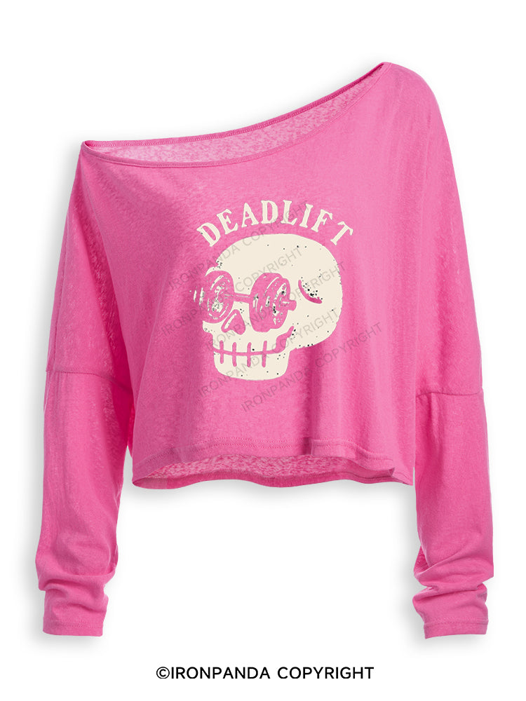 DEAD SERIOUS DEADLIFTS Off Shoulder Long Sleeve Crop Top