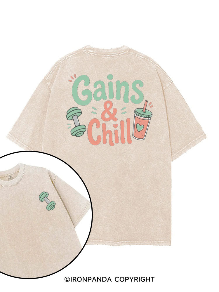 GAINS & CHILL printed Gym Shirt