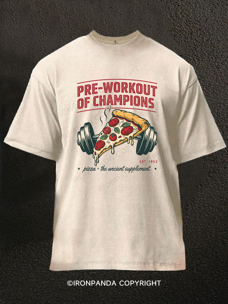 Pizza Supplement Barbellredbubble Washed Gym Shirt