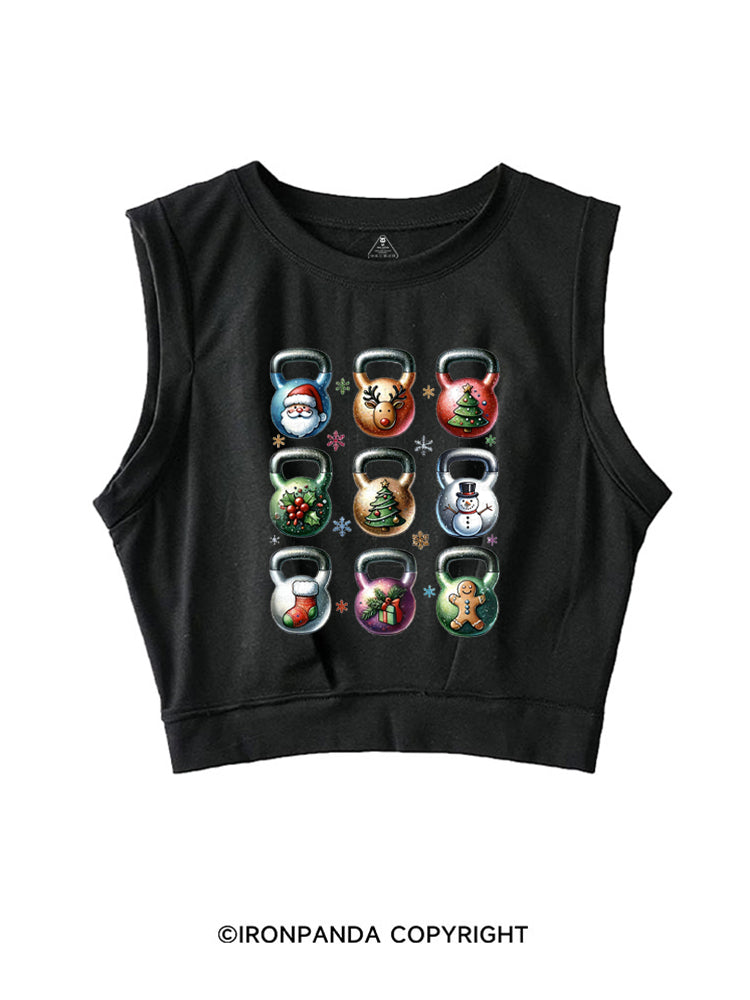 CHRISTMAS WORKOUT WEIGHTLIFTING SLEEVELESS CROP TOPS