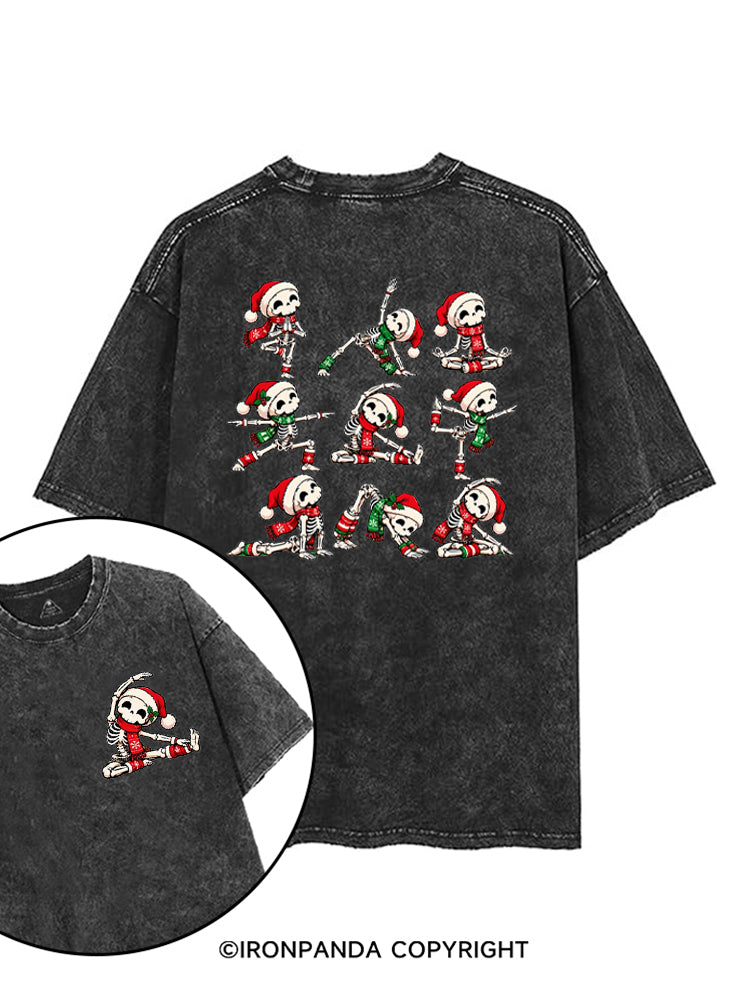 Yoga Skeleton Santa Hat Yogi printed Gym Shirt
