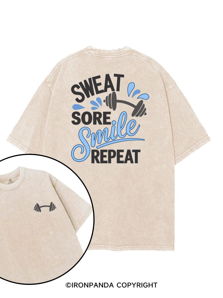 SWEAT SORE SMILE REPEAT printed Gym Shirt