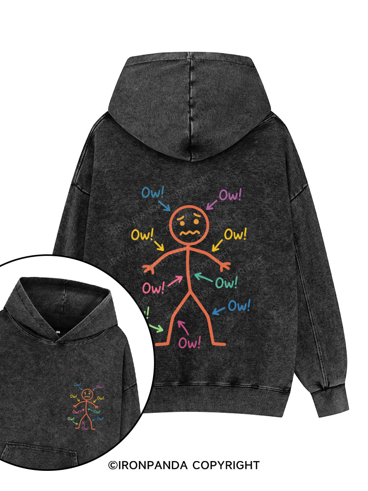 OW! Printed Washed Gym Hoodie