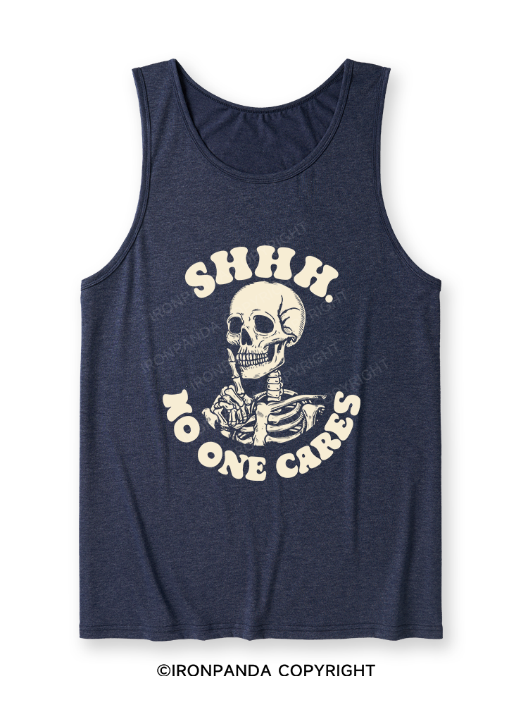 SHHH NO ONE CARES Ultra Soft Heather Tank