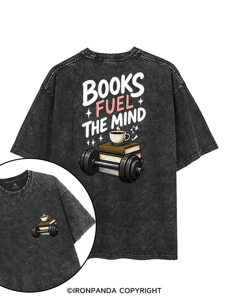 BOOKS FUEL THE MIND printed Gym Shirt