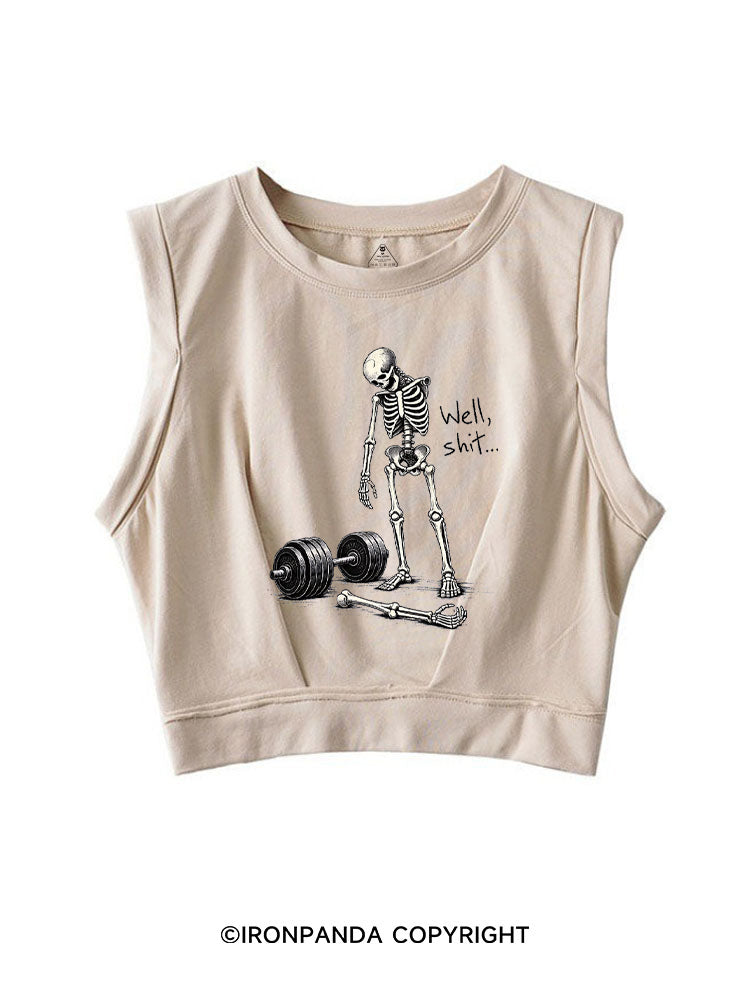 Well Shit Skeleton Weightlifting SLEEVELESS CROP TOPS
