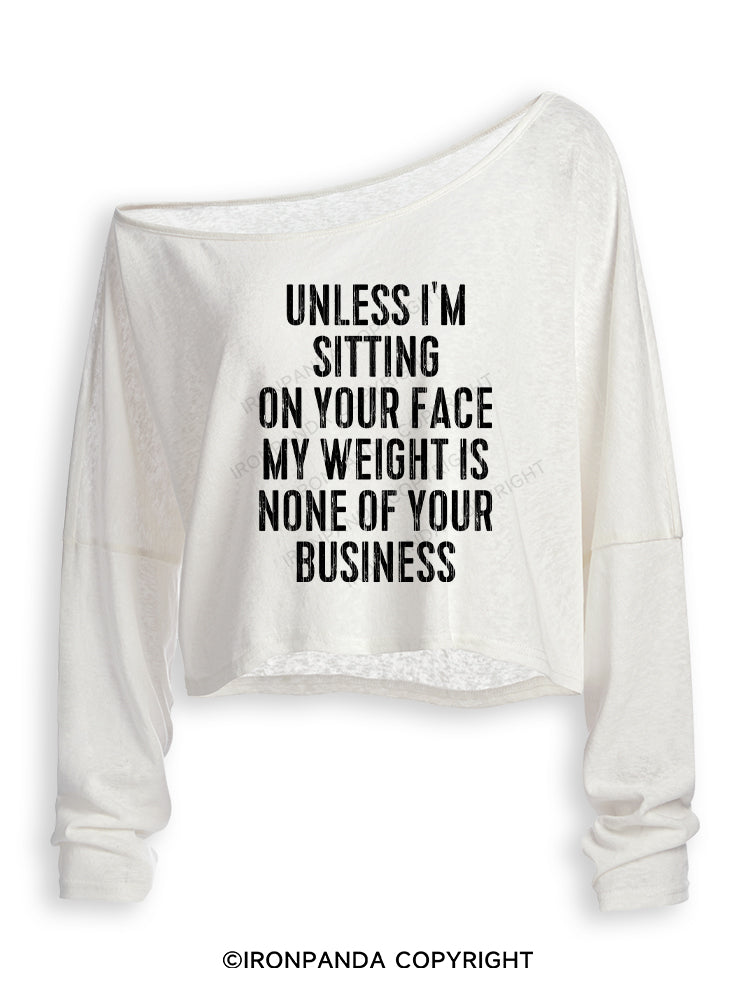 UNLESS I'M SITTING ON YOUR FACE Off Shoulder Long Sleeve Crop Top