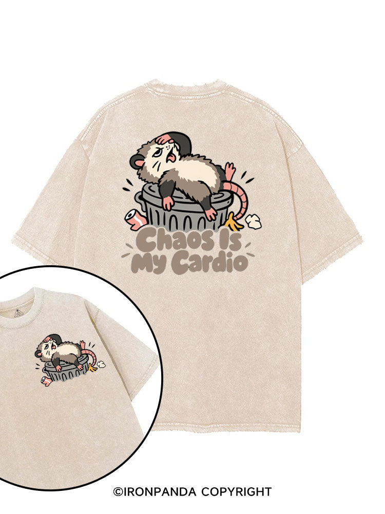 Chaos Is My Cardio Funny Possum Trash printed Gym Shirt