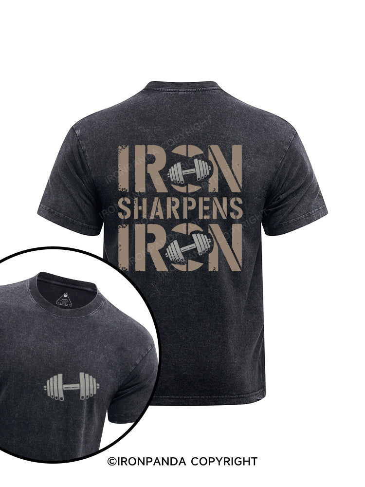 IRON SHARPENS Printed Washed Gym Shirt