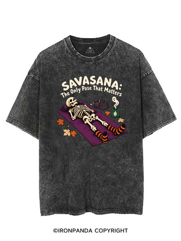 SAVASAVA THE ONLY POSE THAT MATTERS HALLOWEEN SKELETON VINTAGE GYM SHIRT