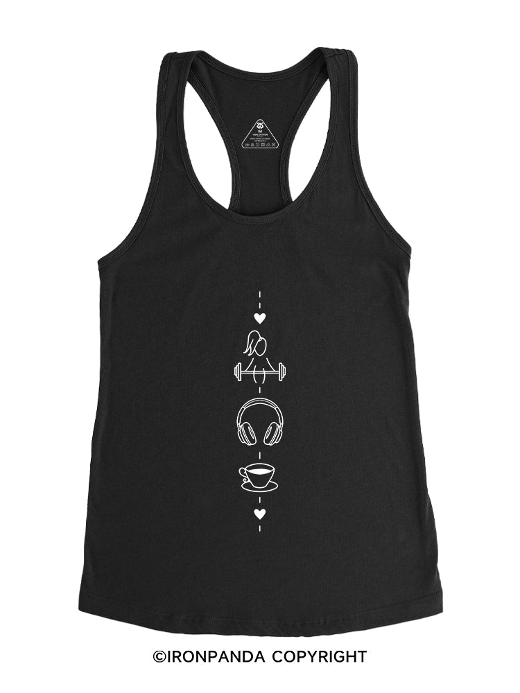 BARBELL, BEATS & BREW Gym Racerback Tank