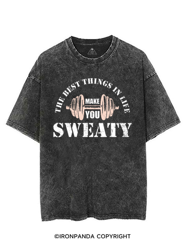 THE BEST THINGS IN LIFE MAKE YOU SWEATY VINTAGE GYM SHIRT